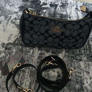 Coach Black and Gold Signature Shoulder Bag